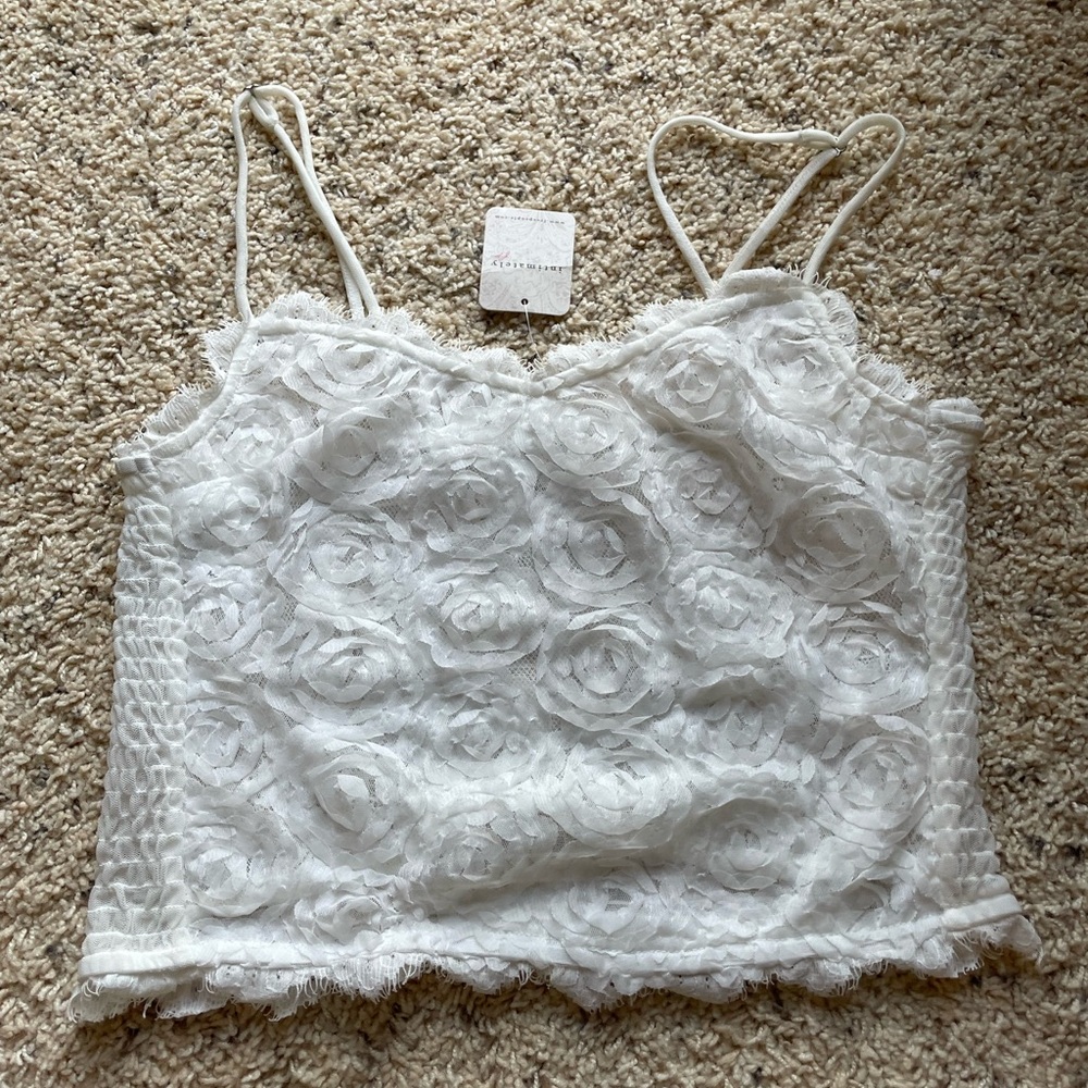 intimately free people white textured rose cami camisole cropped tank top